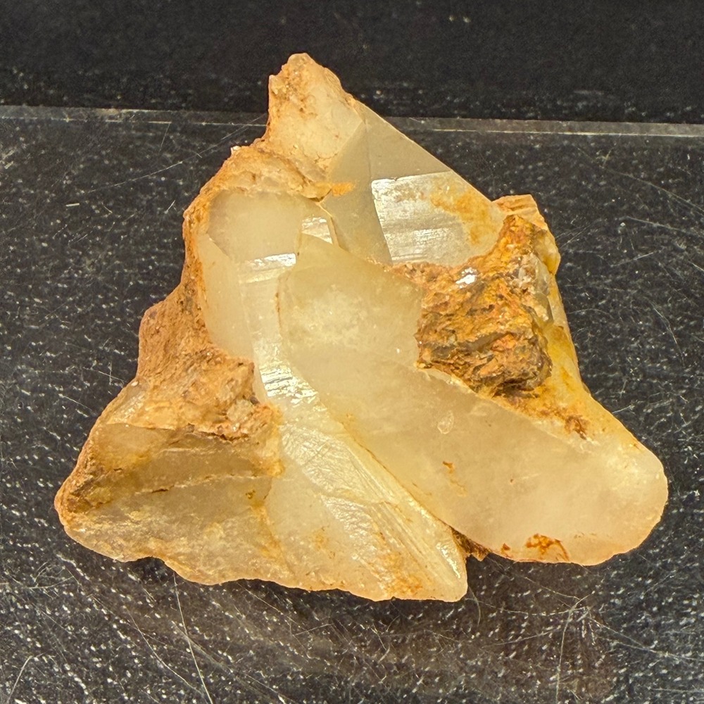 Raw Calcite Crystal Cluster Specimen Iron Stained Matrix Mineral Decor